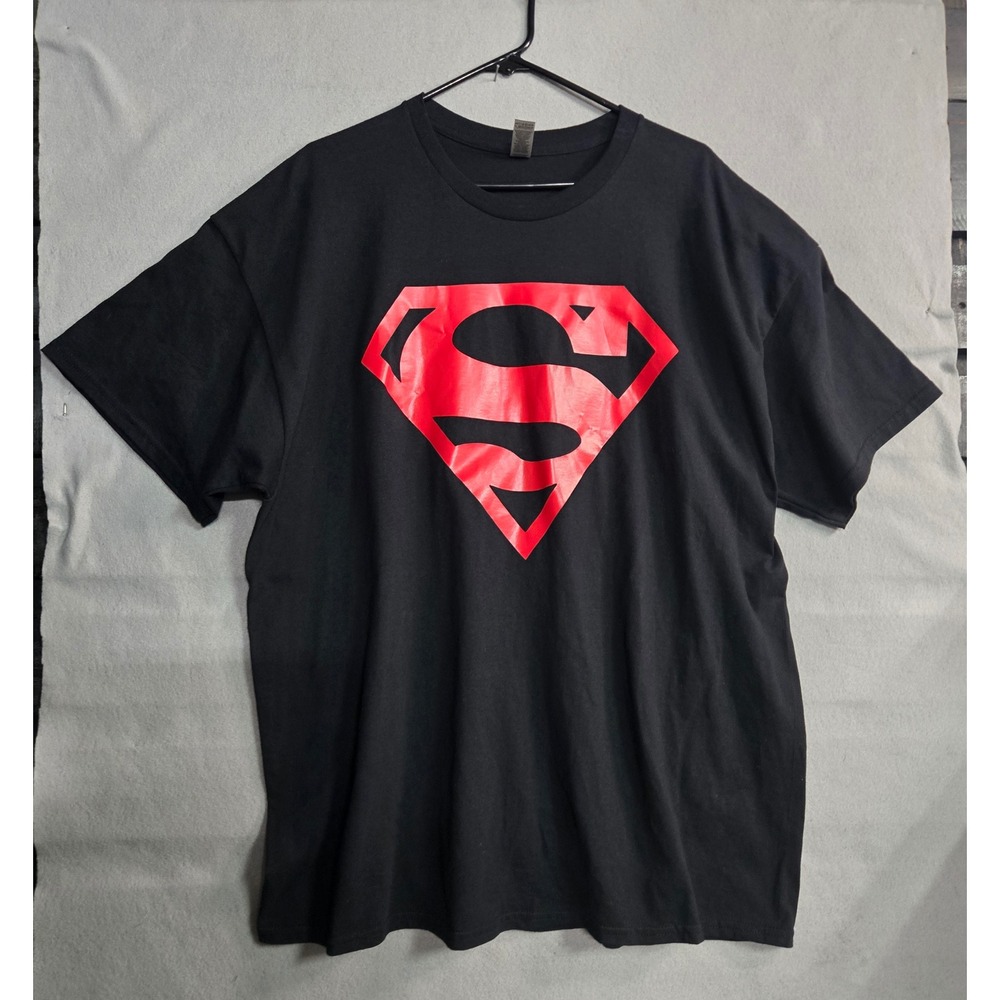 Superman Red Logo Graphic T Shirt Black 2XL DC Comics Short Sleeve Tee
